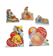 Antique Valentines Day Cards Set of Five Colorful 1930s Once Loved Signed Cute