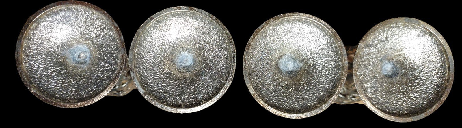 Vintage Antique Set of 4 Metal Silver Plated Tulip Cordial Glass Holders Cups