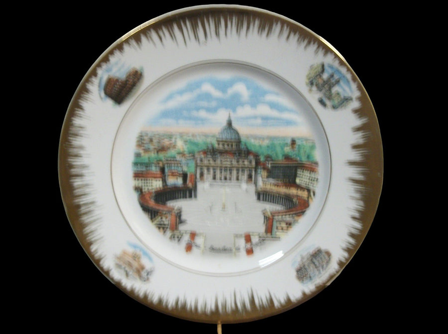 Vintage Antique St. Peters Basilica Vatican City Rome Italy Plate 1960s