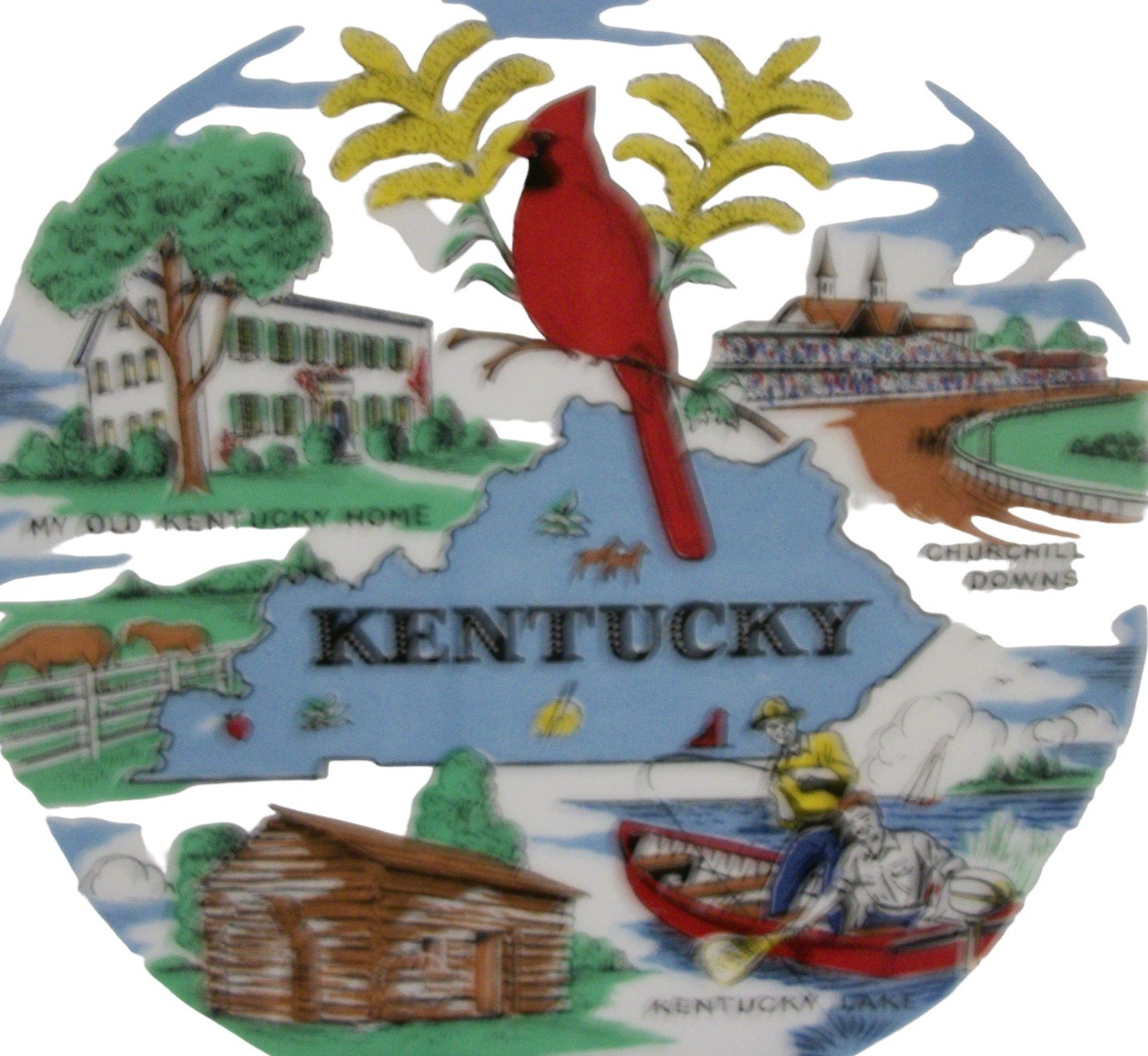 Vintage Antique Kentucky Souvenir Dinner Plate C-52 with Historical Landmarks