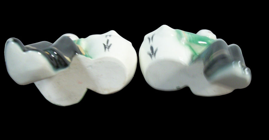 Vintage Antique Asian Boy & Girl Shelf Sitter Planters