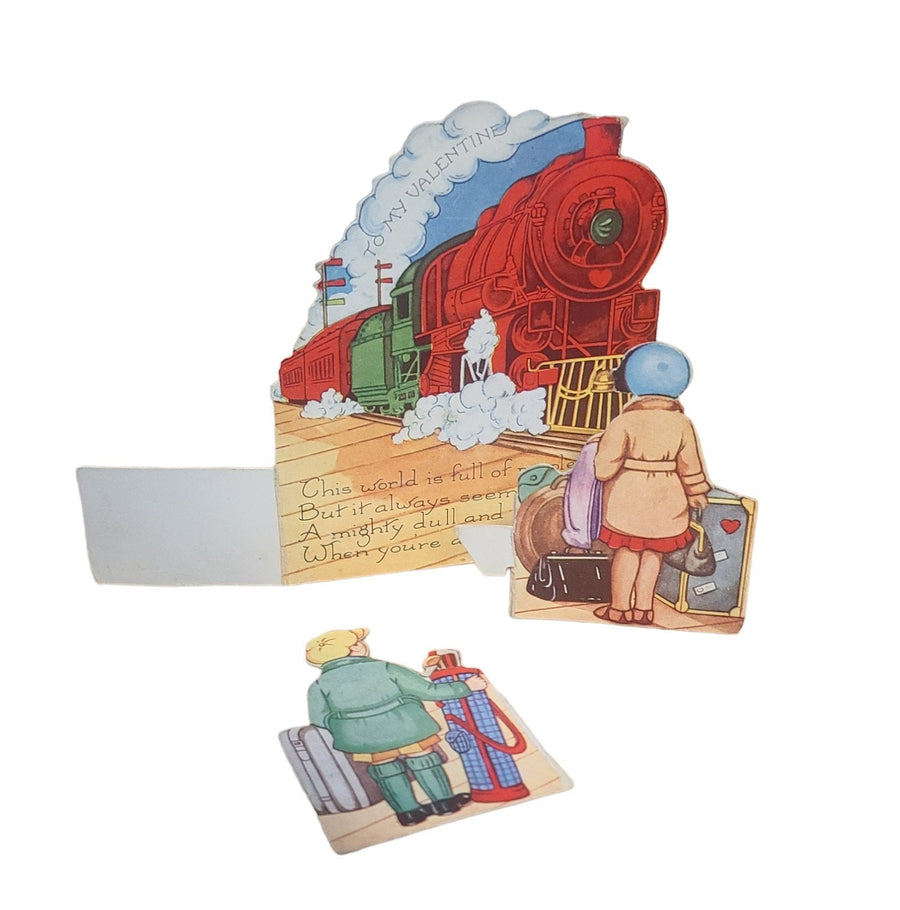 Antique Valentines Day Cards Set of Five 1930s Once Loved Travel Mail Train