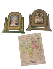 Antique Religious Cards Set of Three 1940s Memory Verse Nativity Christmas