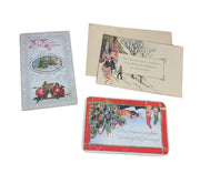 Antique Christmas New Years Cards Set of Three 1930s Once Loved Signed Holiday