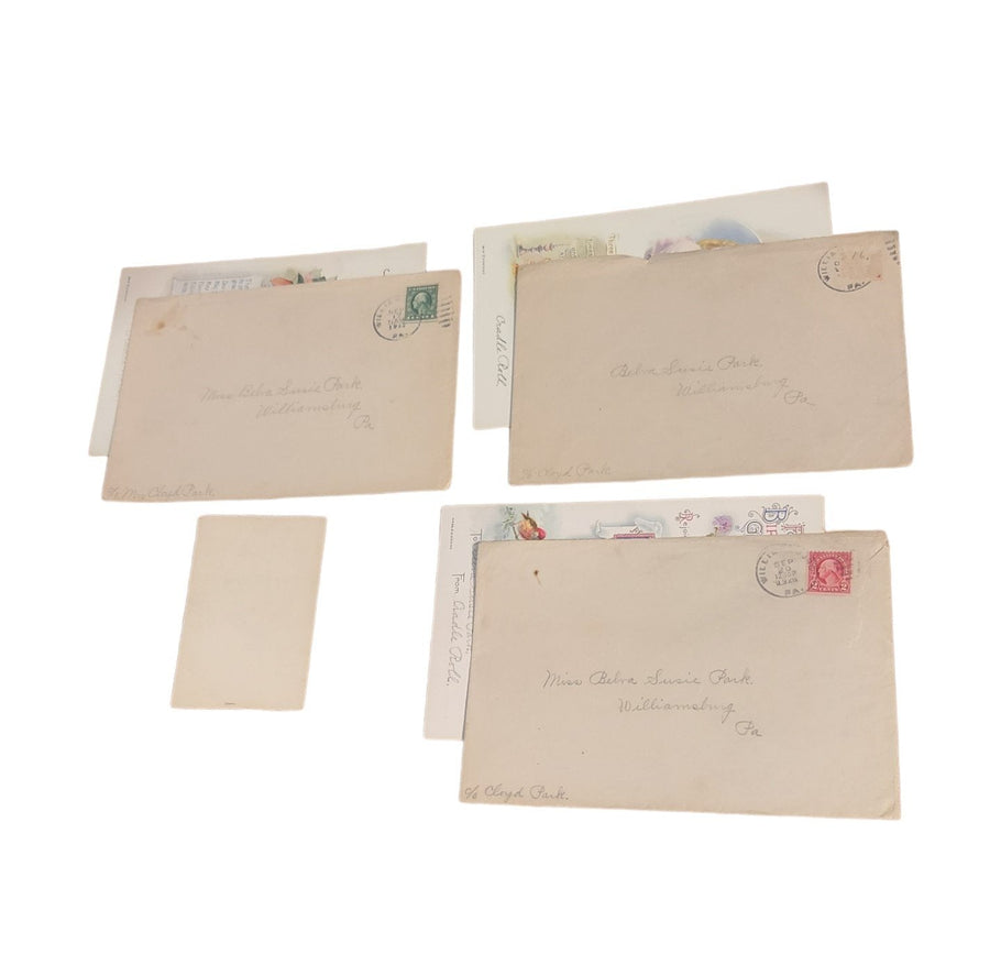 Antique Birthday Cards Set of Four 1930s Once Loved Signed Baby Early Childhood