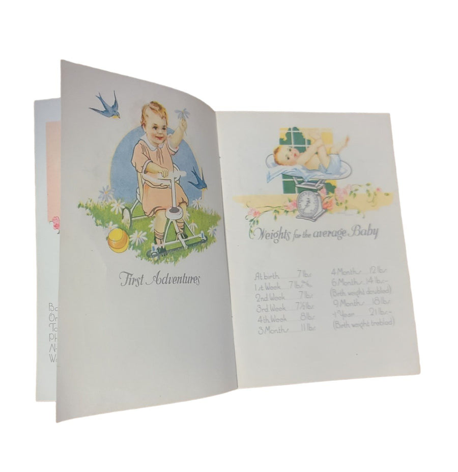 Antique Baby Days Booklet Milestone Book First Memories 1940s Once Loved Used