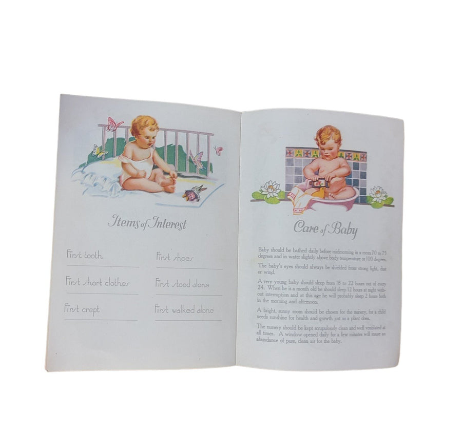 Antique Baby Days Booklet Milestone Book First Memories 1940s Once Loved Used