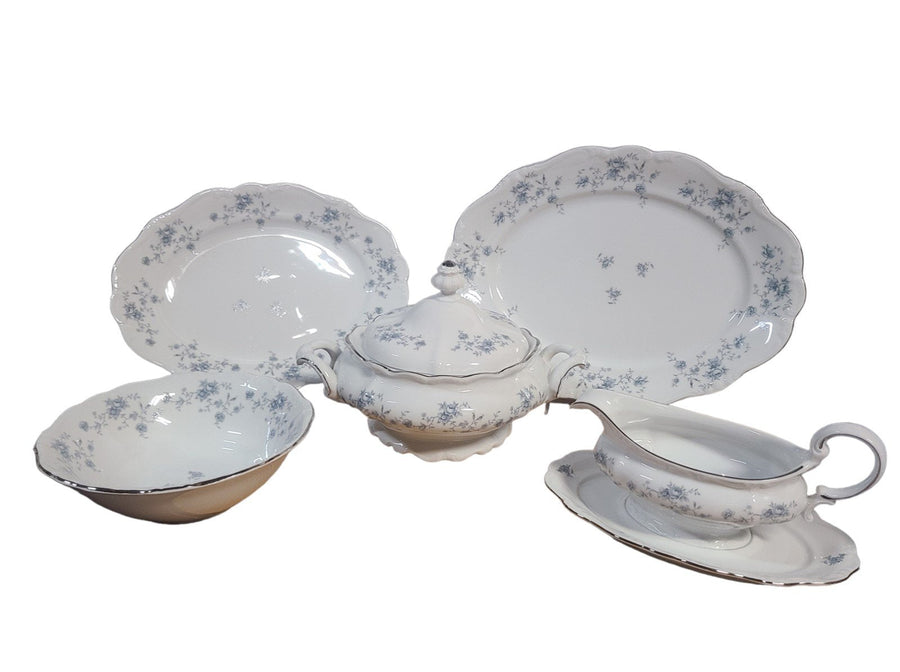 Vintage Johann Haviland Blue Garland Serving Set Five Pieces Bavaria Germany