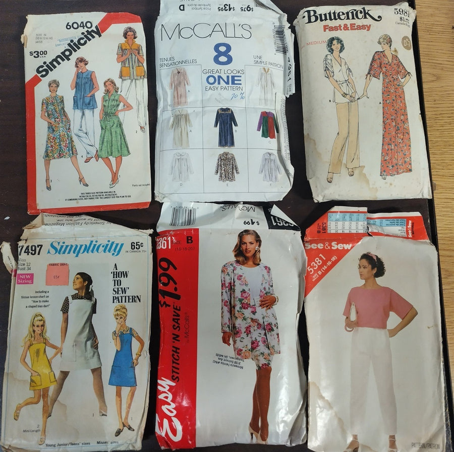 Vintage Set of 6 Different Sewing Patterns McCall's Butterick Simplicity