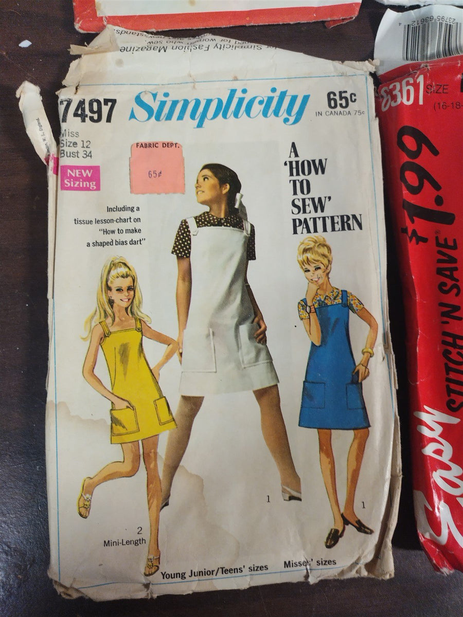 Vintage Set of 6 Different Sewing Patterns McCall's Butterick Simplicity