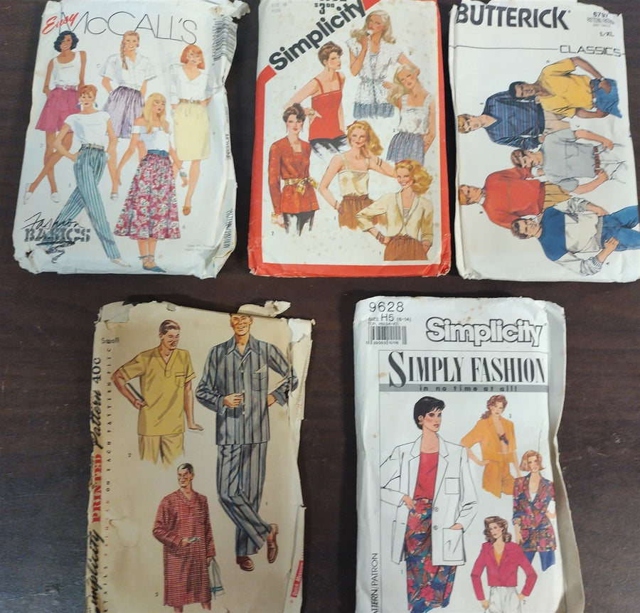 Vintage Set of 6 Sewing Patterns Men and Woman's Clothing McCall's Simplicity
