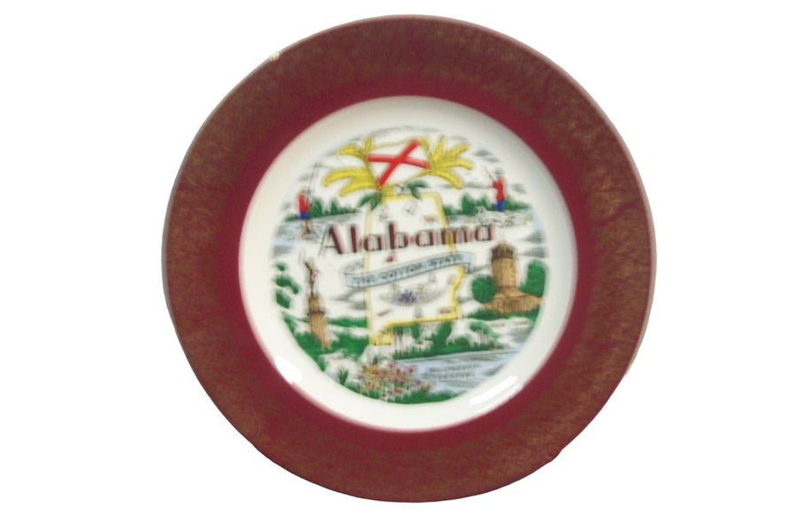 Vintage Antique Alabama Souvenir Dinner Plate with Landmarks
