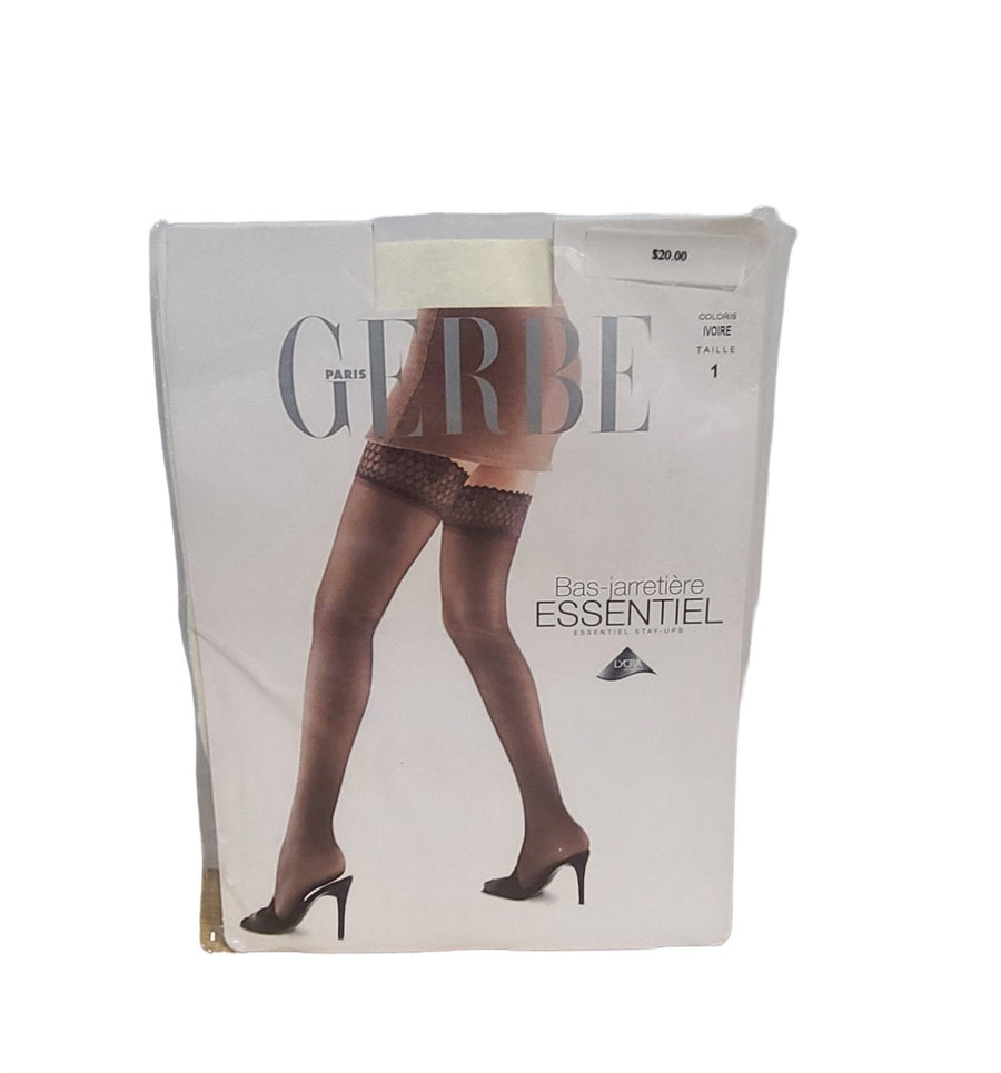 Gerbe Paris Ladies Bas Jarretiere Essentiel Stay Up Thigh-Hi White Ivory Size 1