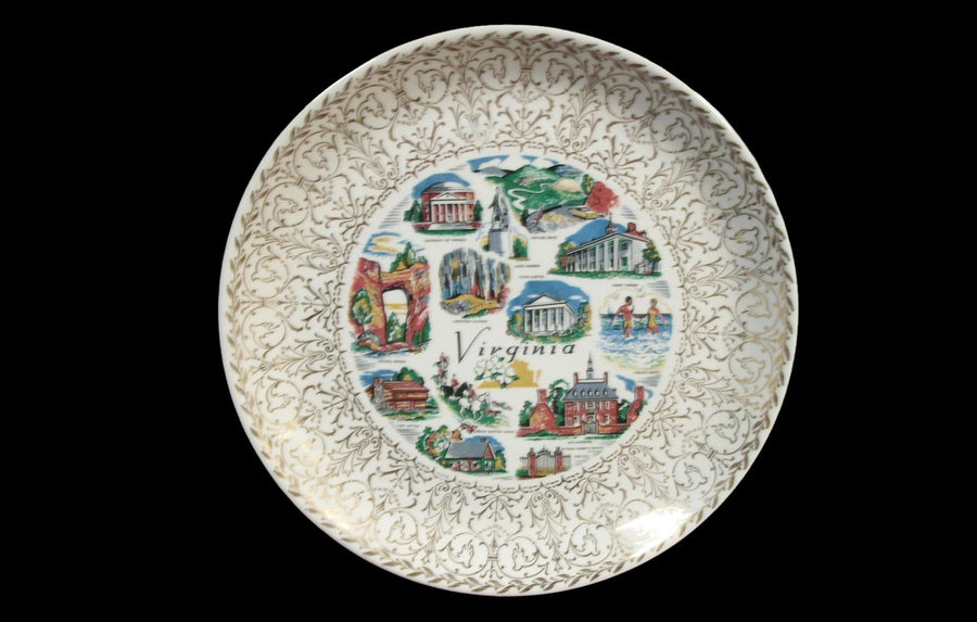 Vintage Antique Virginia Souvenir Dinner Plate with Landmarks