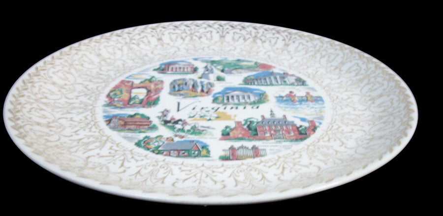 Vintage Antique Virginia Souvenir Dinner Plate with Landmarks