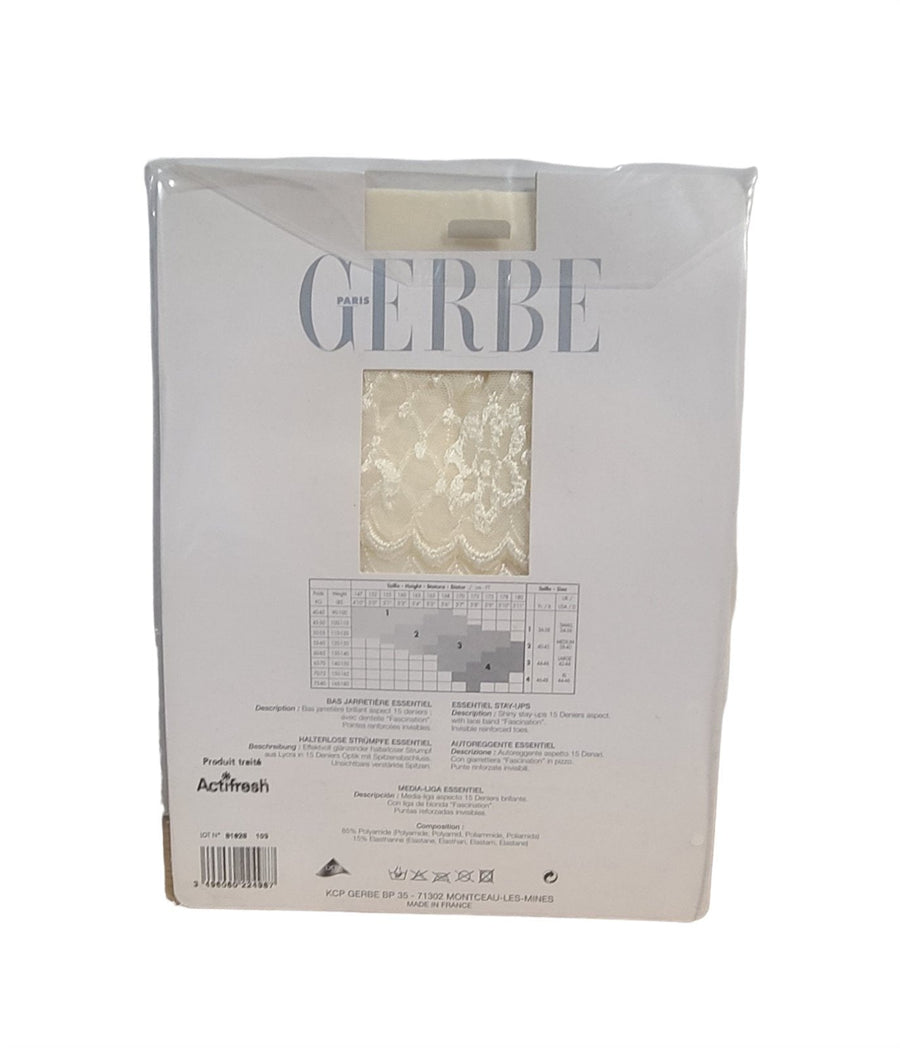 Gerbe Paris Ladies Bas Jarretiere Essentiel Stay Up Thigh-Hi White Ivory Size 3