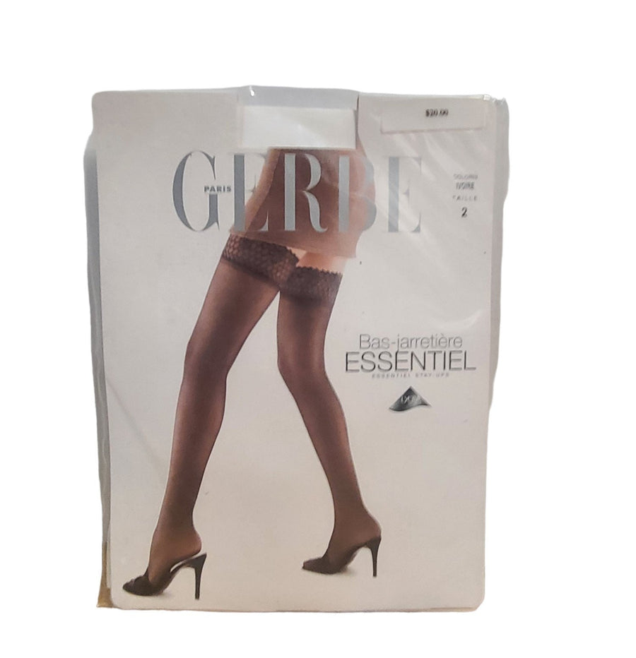 Gerbe Paris Ladies Bas Jarretiere Essentiel Stay Up Thigh-Hi White Ivory Size 3