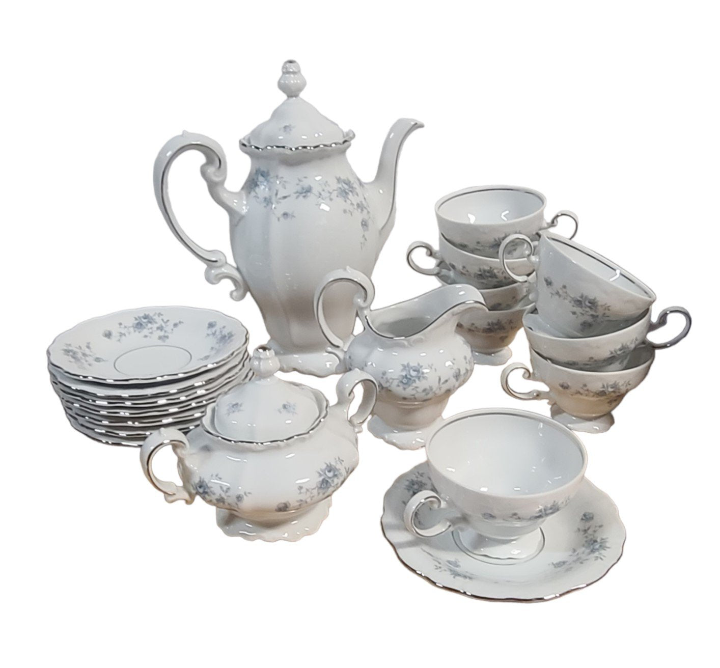 Vintage Johann Haviland Blue Garland Coffee Tea Serving Set 21 Pcs Germany