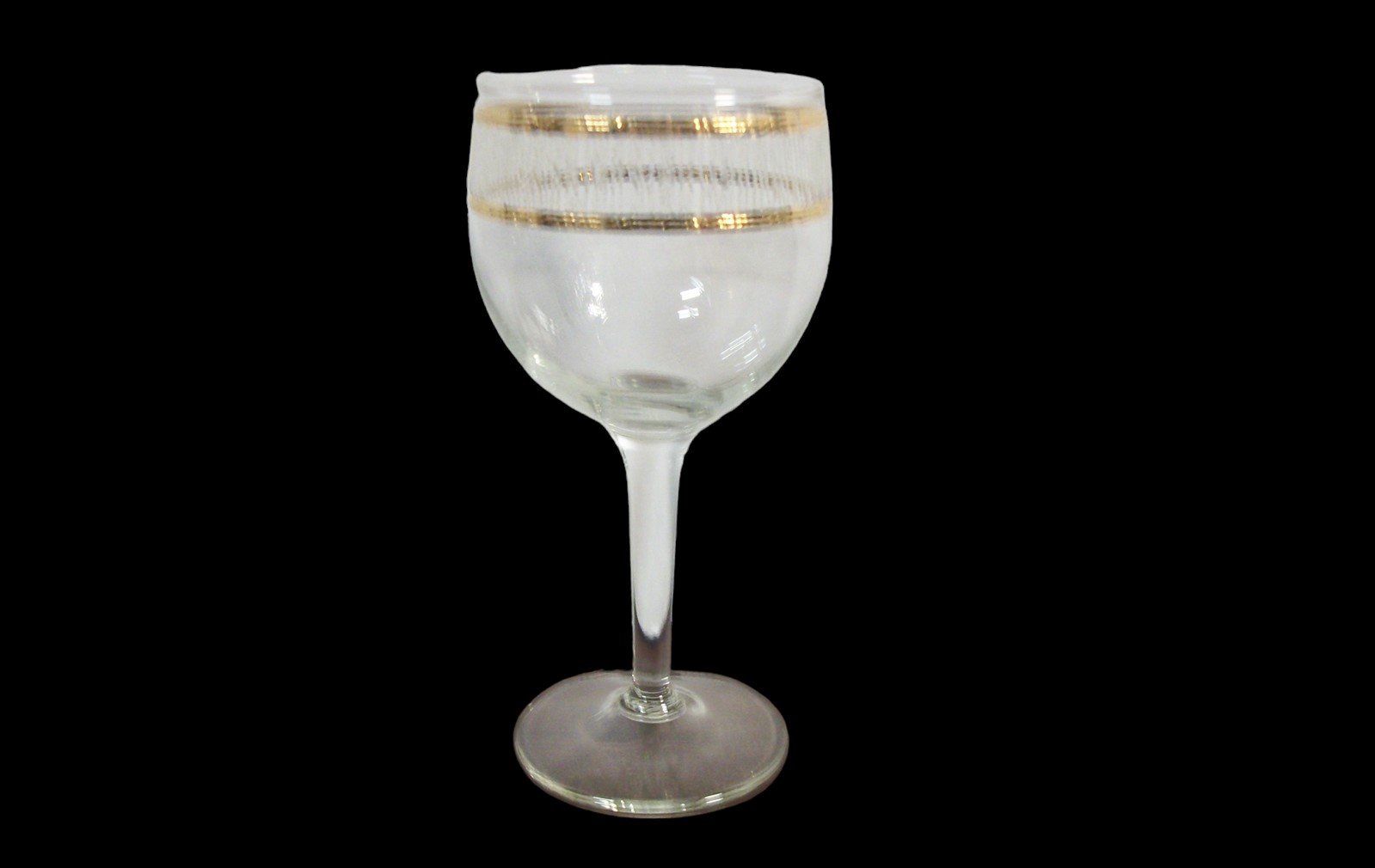 Vintage Antique Retro Gold Banded Etched Goblets Set of 6