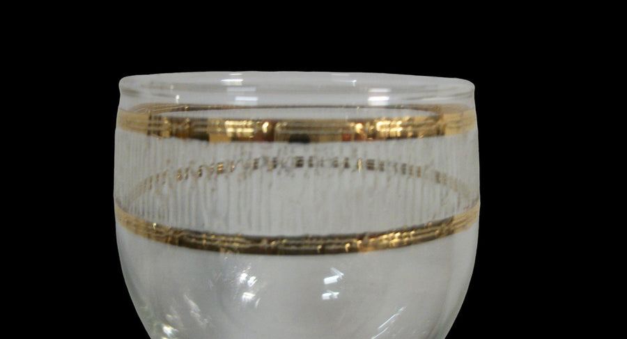 Vintage Antique Retro Gold Banded Etched Goblets Set of 6