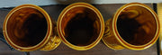 Vintage Set of 3 Hawaiian Brown Ceramic Leilani Orchids of Hawaii Tiki Mugs
