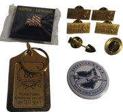 Vintage Metal Gold United Way and USA Air Force Pins and Keychain Accessory Set