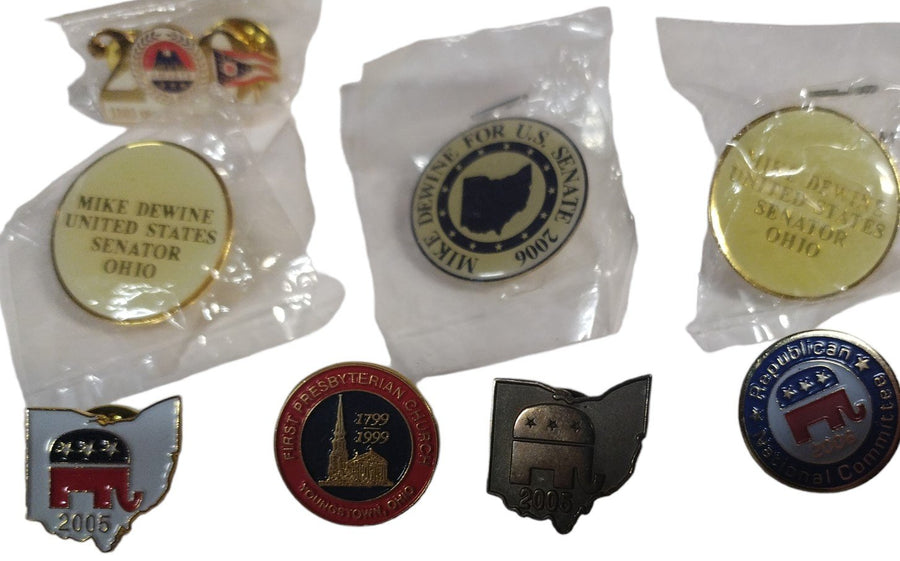 Vintage Set of 8 Different Ohio and Mike DeWine Republican Political Party Pins