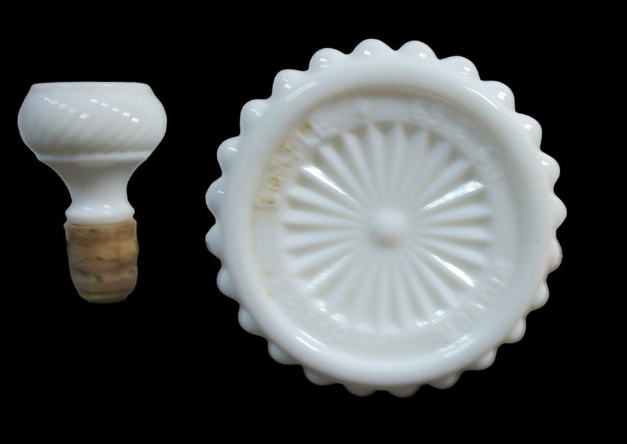 Vintage Antique Milk Glass Jim Beam Decanter w/ Lid Liquor Bottle