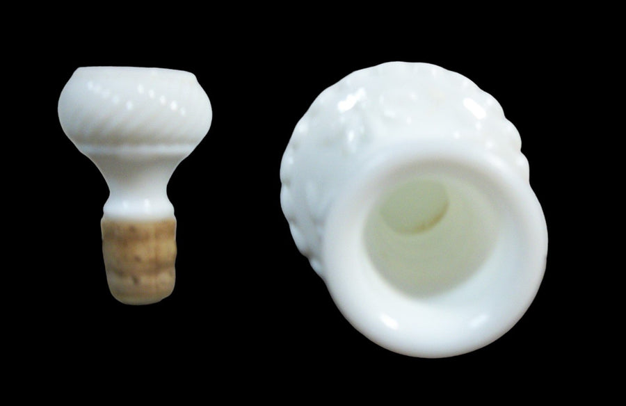 Vintage Antique Milk Glass Jim Beam Decanter w/ Lid Liquor Bottle
