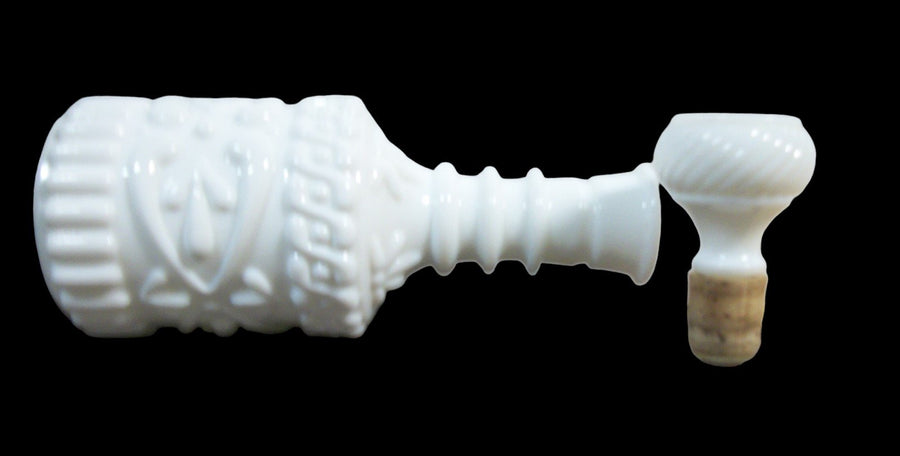 Vintage Antique Milk Glass Jim Beam Decanter w/ Lid Liquor Bottle