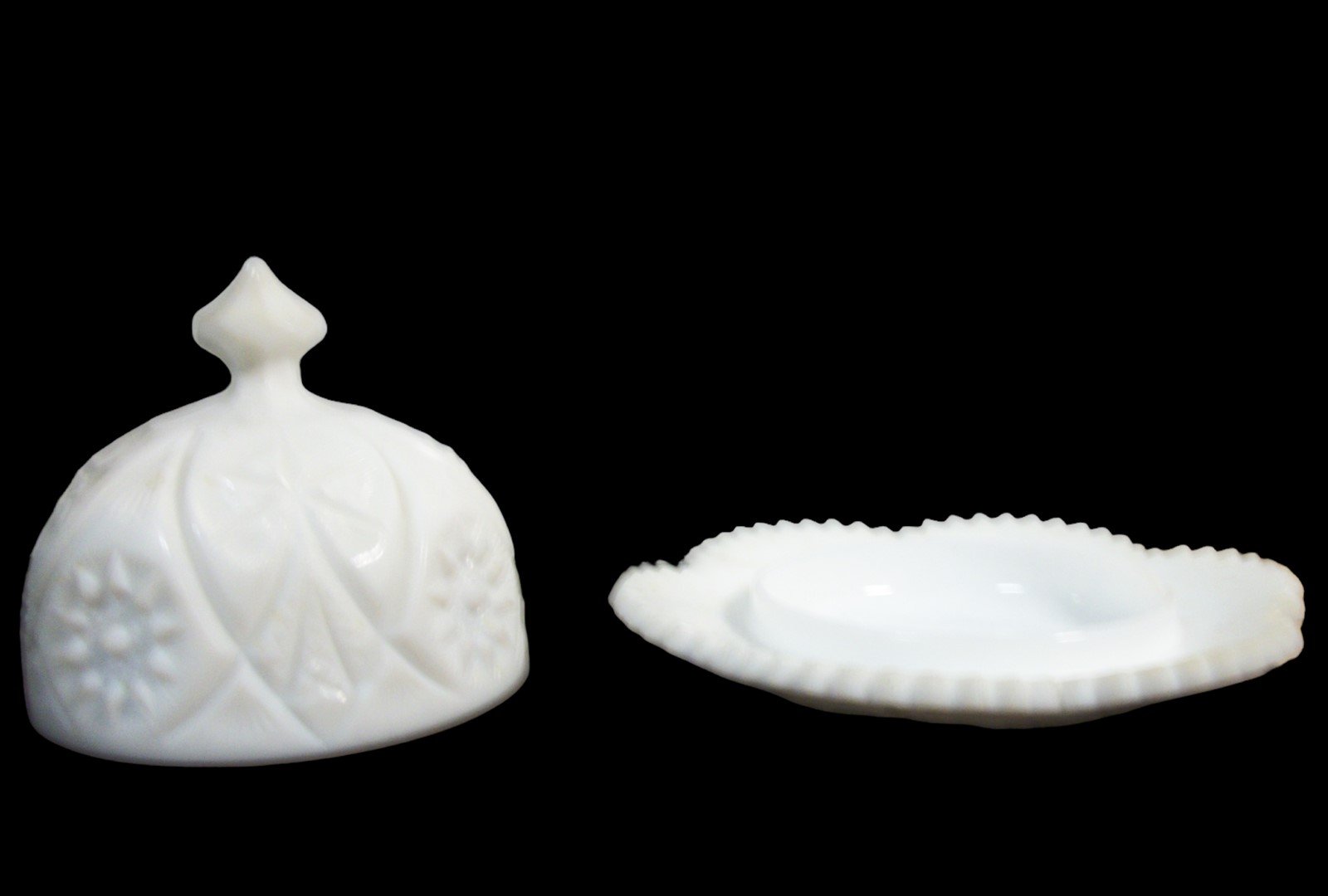 Vintage Antique Milk Glass Westmoreland Cheese Dish w/ Lid