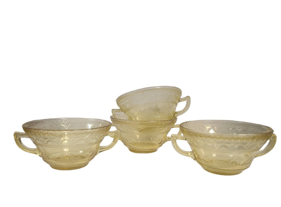 Vintage Twelve Piece Set Patrician Amber Depression Glass Federal Glass Company