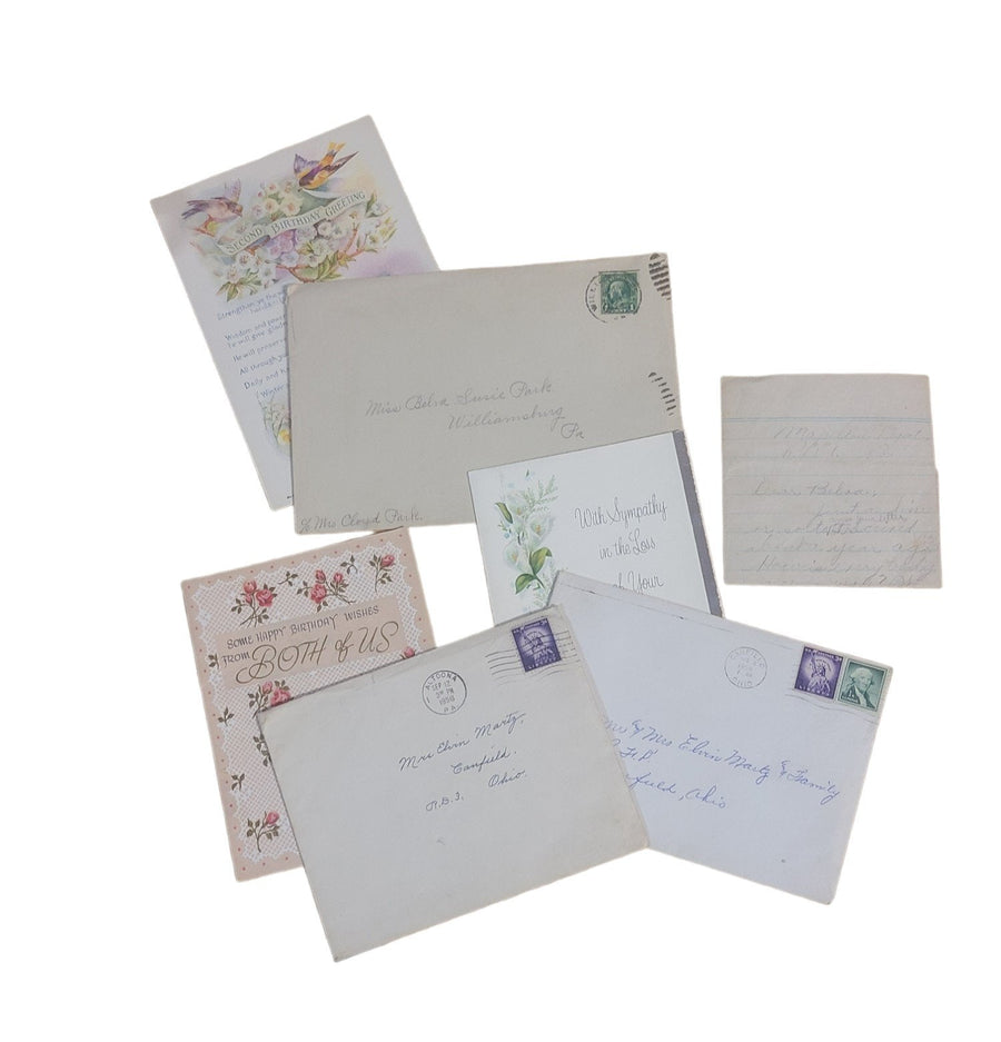 Antique Collection Letters Cards Drawings Sympathy Birthday Religious 1930s