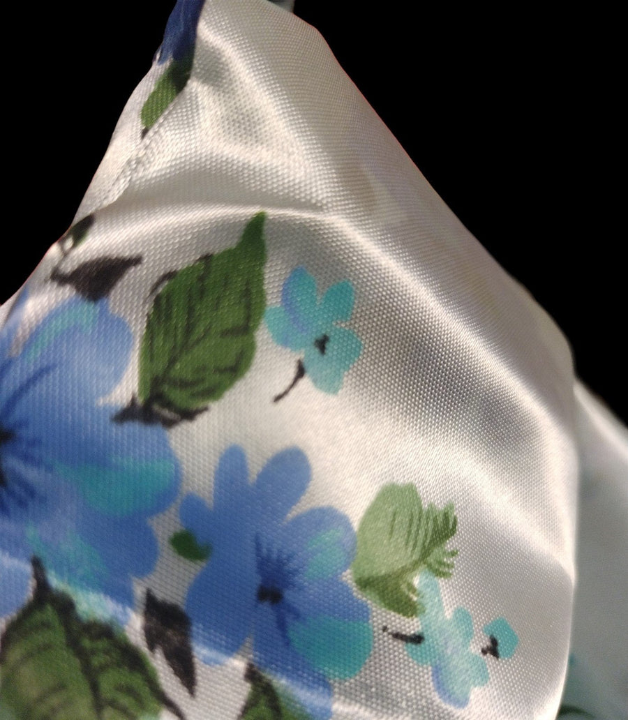 Vintage Woolco Blue Flower Drapery PP21 Size 84 Acetate Two Panel Home Curtains