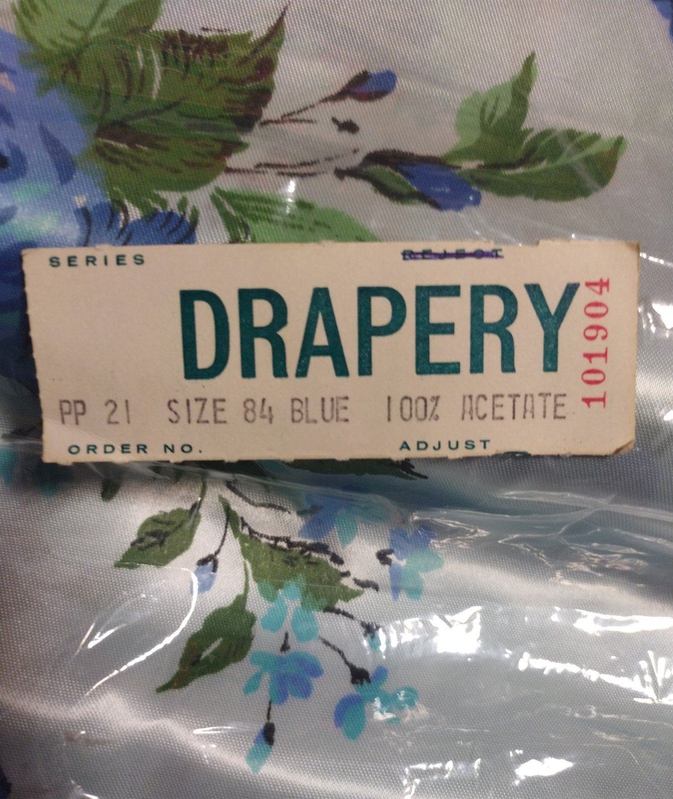 Vintage Woolco Blue Flower Drapery PP21 Size 84 Acetate Two Panel Home Curtains