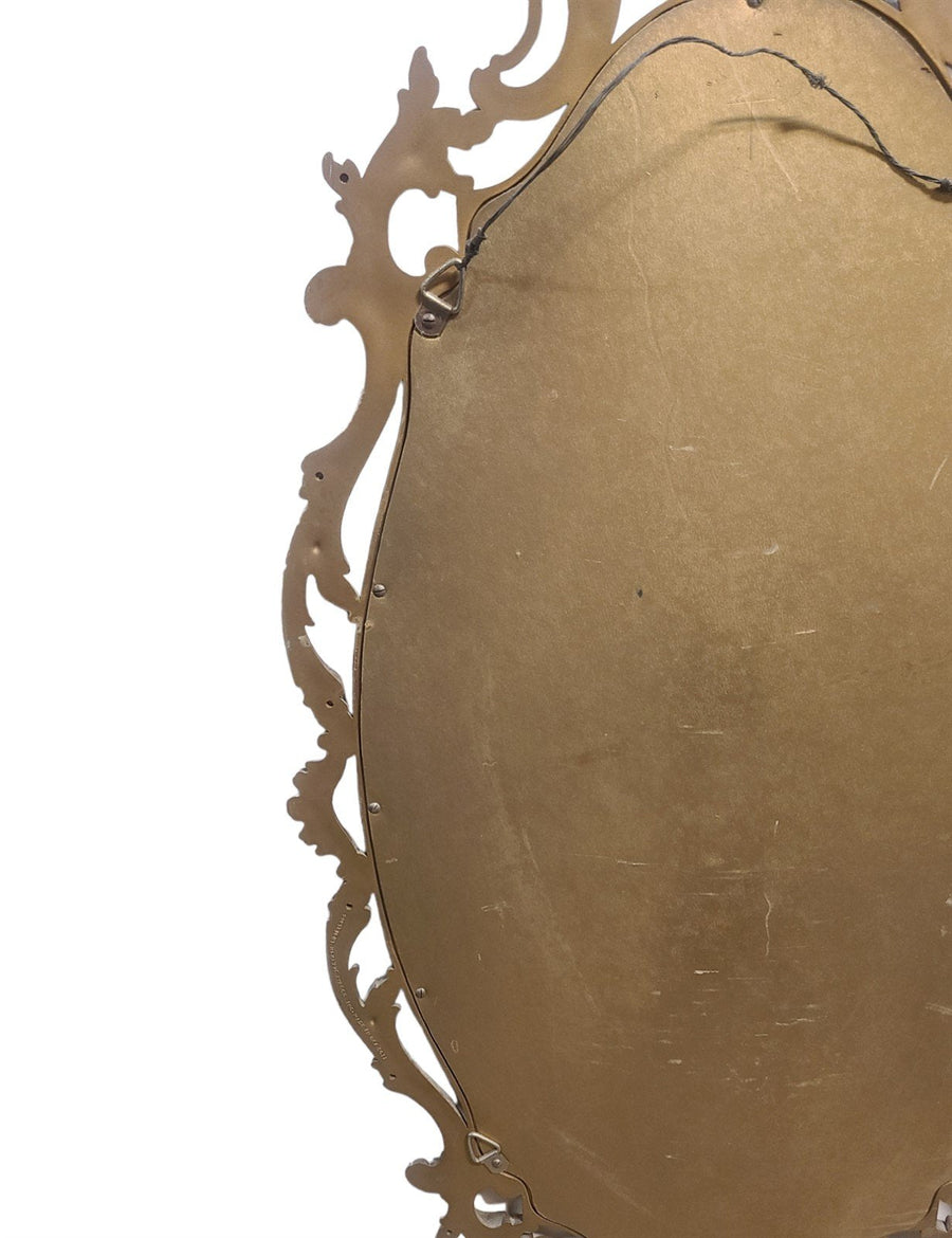 Vintage MCM Large Gold Syroco Wall Mirror 6011 Oval French Provinical 1960s