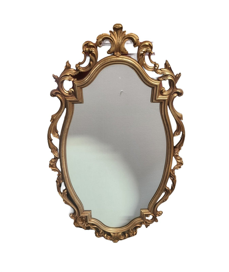 Vintage MCM Large Gold Syroco Wall Mirror 6011 Oval French Provinical 1960s