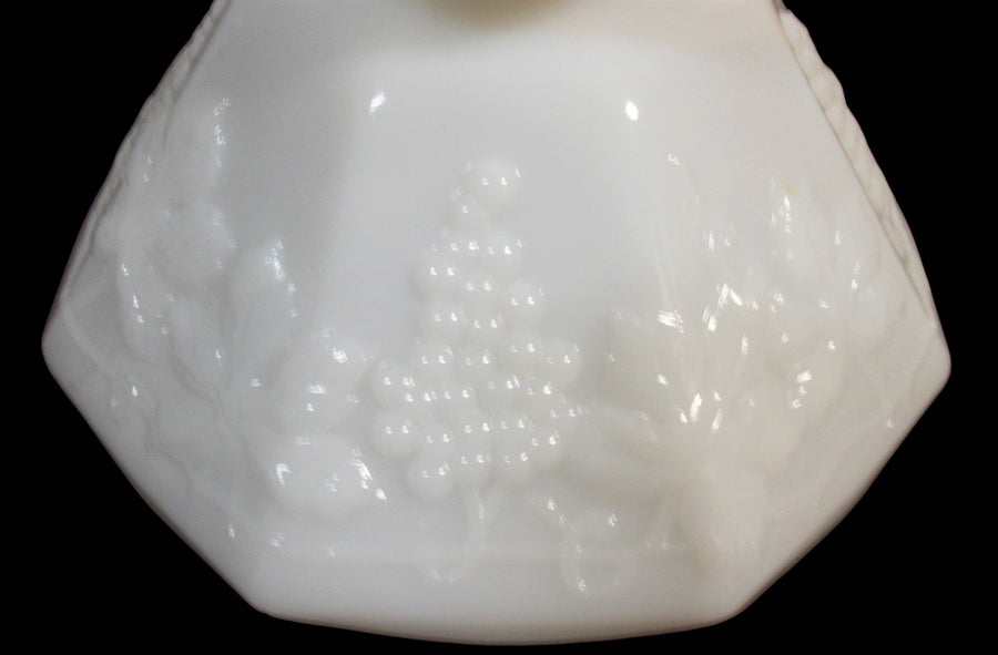 Vintage Antique Milk Glass Grape Vine Pedestal Footed Bowl