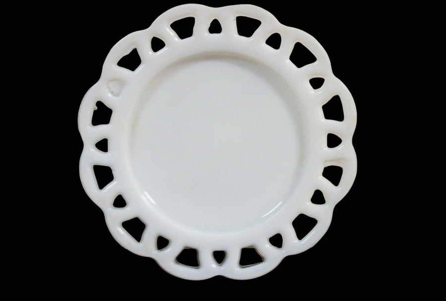 Vintage Antique Hazel Atlas Alpine Swirl Bowl Hobnail Dishes Open Lace Plate