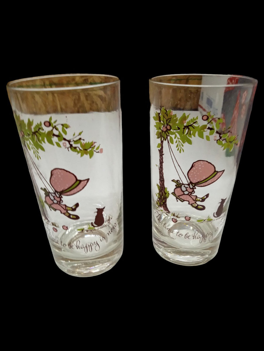 Vintage Antique American Greetings Holly Hobbie Inspirational Glasses Set of 8