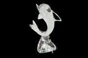 Vintage Antique Clear Glass Dolphin on Triangular Base