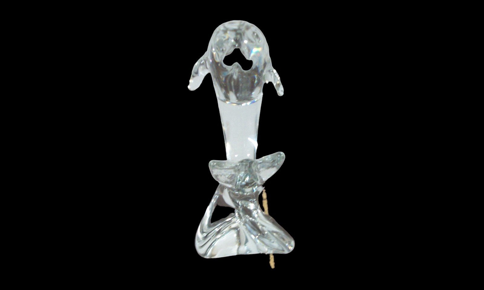 Vintage Antique Clear Glass Dolphin on Triangular Base