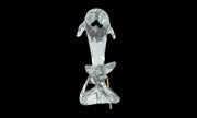 Vintage Antique Clear Glass Dolphin on Triangular Base