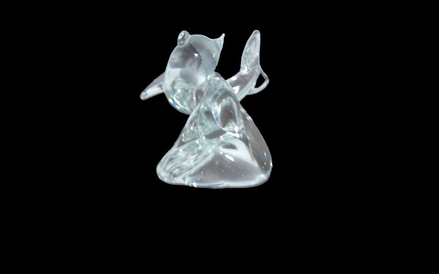 Vintage Antique Clear Glass Dolphin on Triangular Base