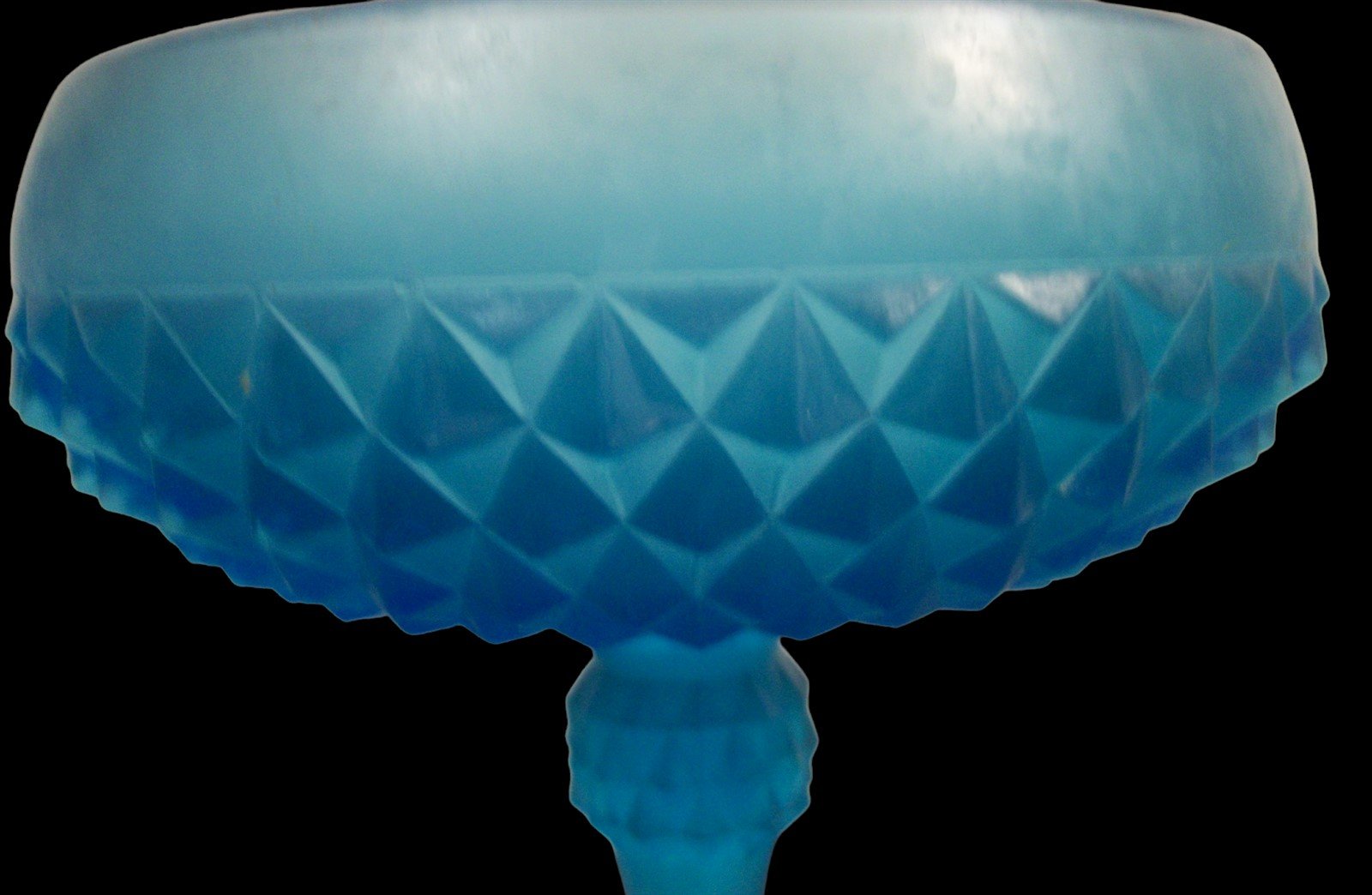 Vintage Antique Fenton Indiana Diamond Point Frosted Blue Pedestal Candy Dish
