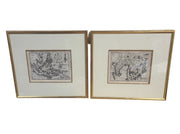 Antique Set of Two Framed Maps Mercator Hondius India Orientails Insulae 1600s