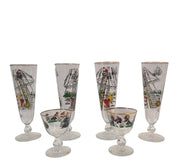 Vintage MCM Set of Six Treasure Island Glasses Libbey 1950s Pilsner Cocktail