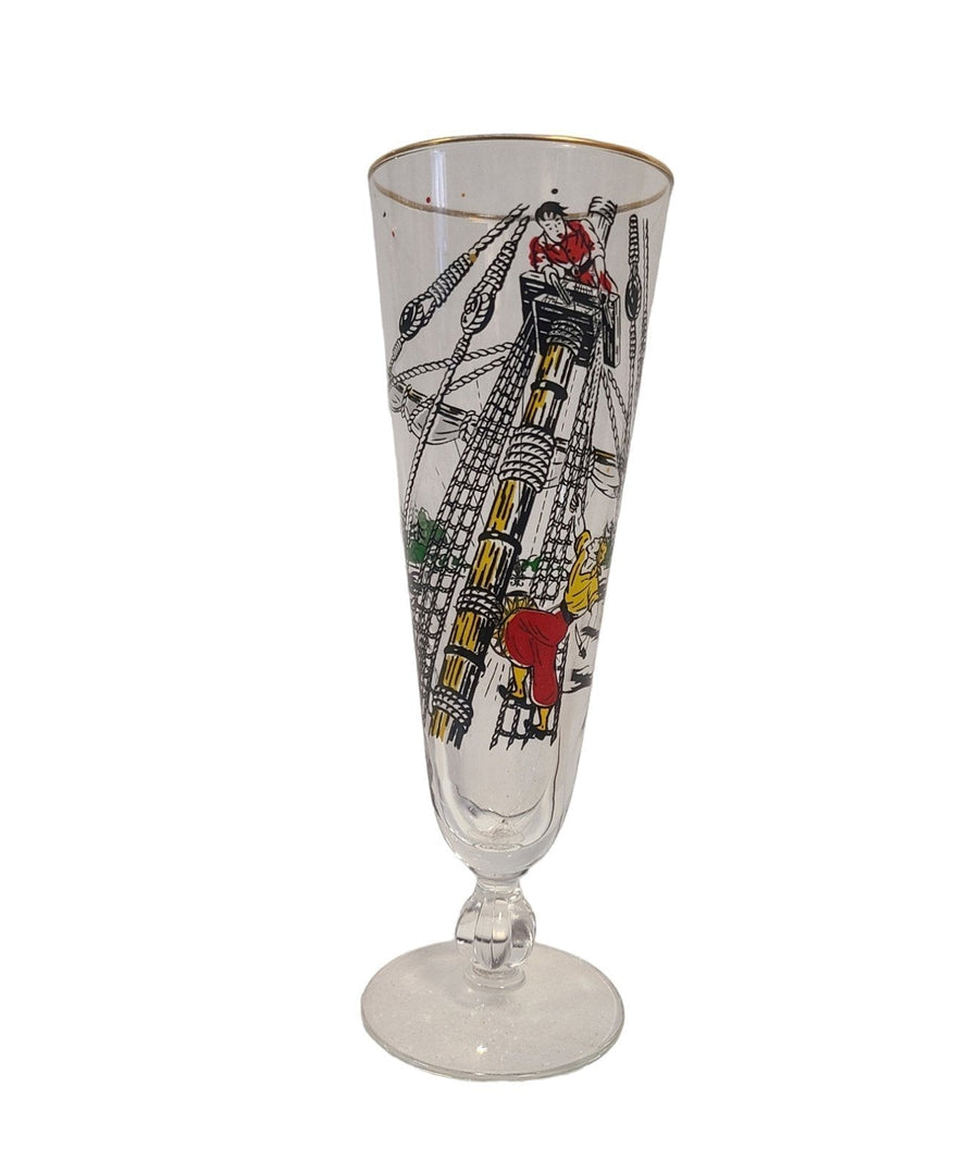 Vintage MCM Set of Six Treasure Island Glasses Libbey 1950s Pilsner Cocktail