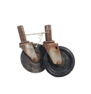 Vintage Set of Two Industrial Wheel Casters Noelting Faultless Rustic Set 1