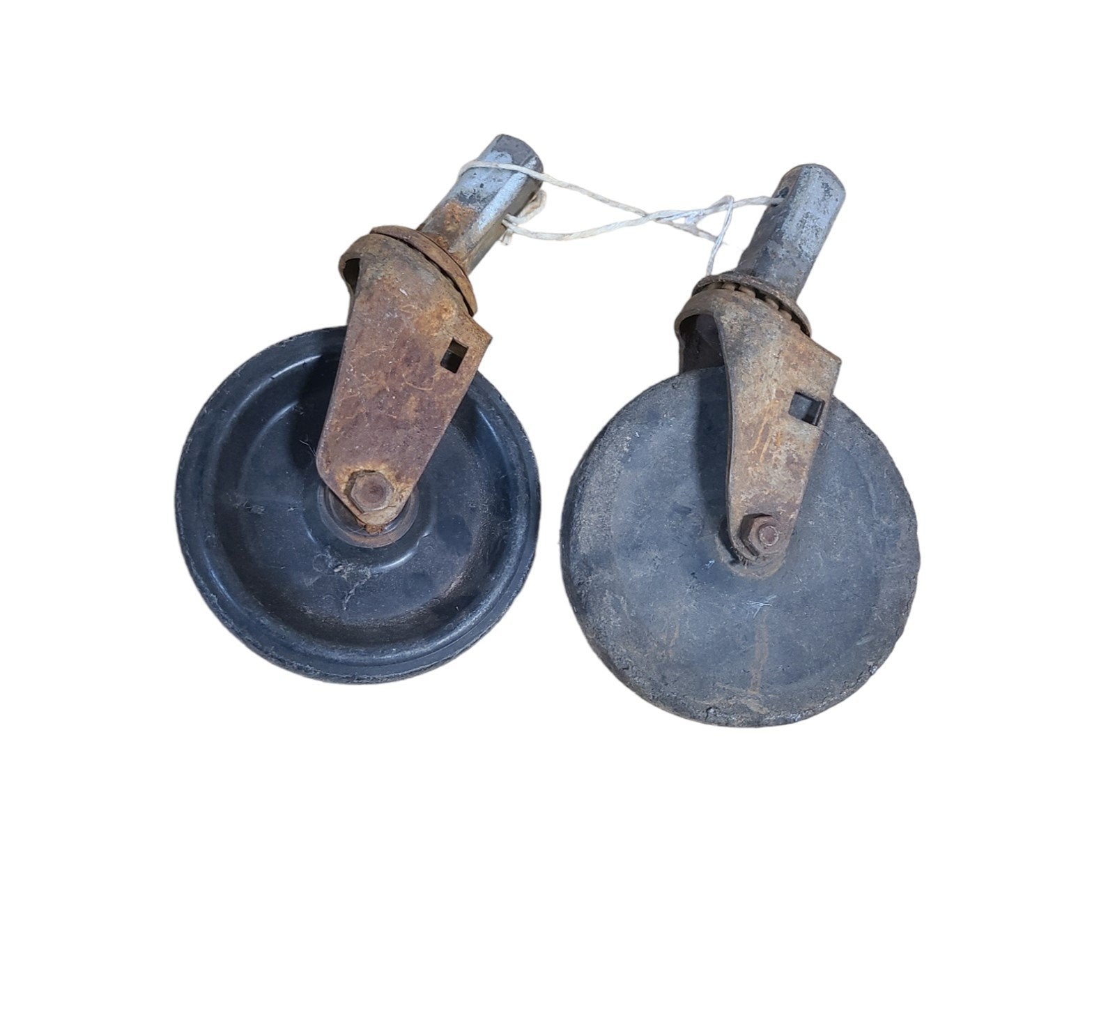 Vintage Set of Two Industrial Wheel Casters Noelting Faultless Rustic Set 6